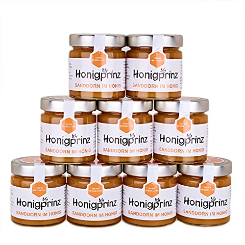 Sanddorn Honig 100% Deutscher Blütenhonig [9 x 250 Gramm] Honig ursprünglicher und natürlicher Honiggenuss vom Honigprinz von Honigprinz