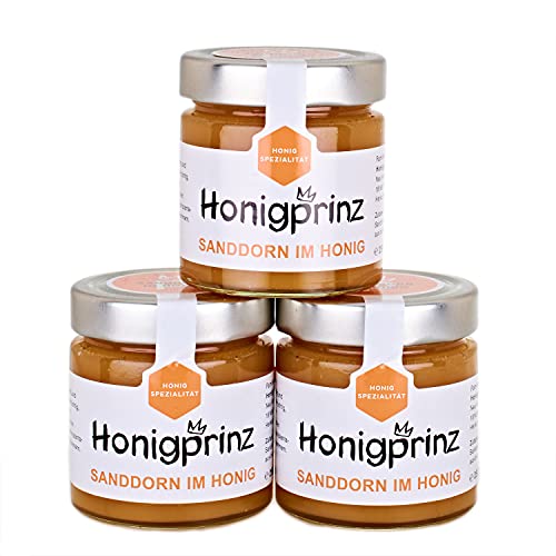 Sanddorn Honig 100% Deutscher Blütenhonig [3 x 250 Gramm] Honig ursprünglicher und natürlicher Honiggenuss vom Honigprinz von Honigprinz