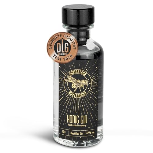 HonigStaub Premium Gin, mit einem Hauch von Honig verfeinert – 100 ml Gin Flasche/Besonderer Gin aus Sachsen/Honig Gin als Gin Geschenk 10 cl - mehrfach mit Bronze ausgezeichnet von Honigstaub