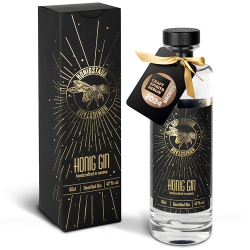 HonigStaub Premium Gin, mit einem Hauch von Honig verfeinert – 500 ml Gin Flasche/Besonderer Gin aus Sachsen/Honig Gin als Gin Geschenk 50 cl - ausgezeichnet von den Craft Sprits Berlin Awards von Honigstaub