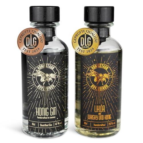 HonigStaub Set aus Whisky Likör & Honig Gin je 100 ml/Honig Whisky mit Vanille/Besonderer Gin aus Sachsen/Whiskey Likör aus Sachsen - ausgezeichnet von DLG und den Craft Sprits Berlin Awards HonigStaub Set aus Whisky Likör & Honig Gin je 100 ml/Honig Whisky mit Vanille/Besonderer Gin aus Sachsen/Whiskey Likör aus Sachsen - ausgezeichnet von DLG und den Craft Sprits Berlin Awards von Honigstaub