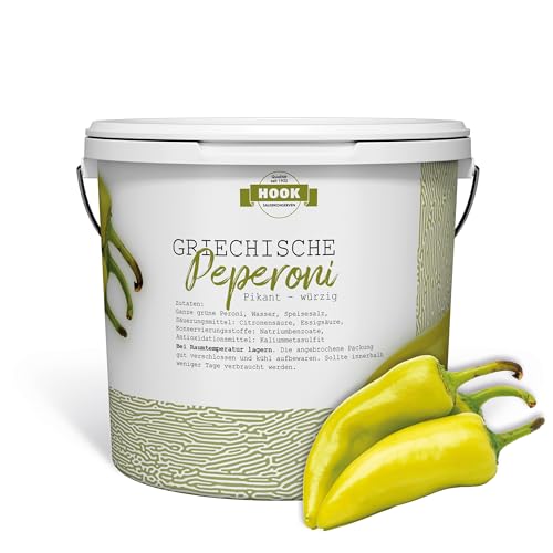 Hook - Griechische Peperoni - Traditionell Würzige Schärfe, Großgebinde im 10 kg Eimer, Authentisch Griechische Spezialität, Perfekt für Gastronomie und Kenner Hook - Griechische Peperoni - Traditionell Würzige Schärfe, Großgebinde im 10 kg Eimer, Authentisch Griechische Spezialität, Perfekt für Gastronomie und Kenner von Hook