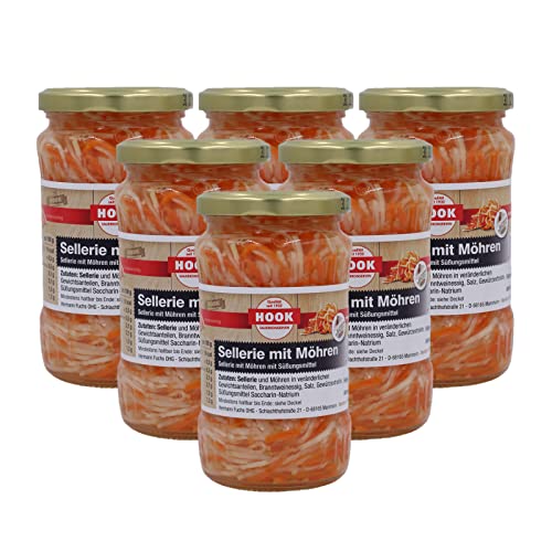 Hook - Sellerie mit Möhren, 6 x 190 g Glas, köstliche und gesunde Beilage aus frischen und sorgfältig ausgewählten Zutaten, passend in Salaten, Sandwiches oder als Beilage zu Fleisch oder Fisch Hook - Sellerie mit Möhren, 6 x 190 g Glas, köstliche und gesunde Beilage aus frischen und sorgfältig ausgewählten Zutaten, passend in Salaten, Sandwiches oder als Beilage zu Fleisch oder Fisch von Hook