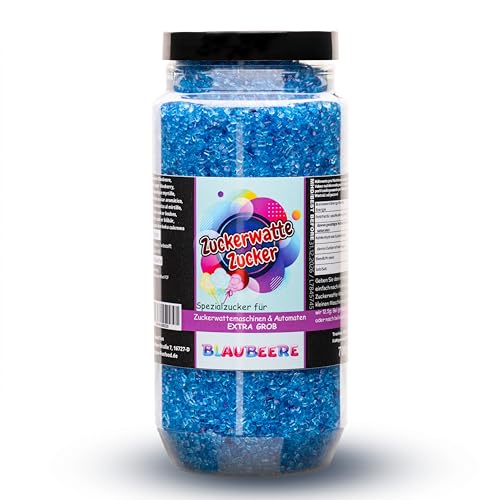 Premium Zuckerwattezucker Grob Blaubeere blau Dose 700g Spezialzucker Kristalle von Hopser Food Fun