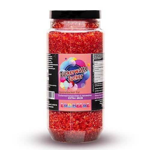 Premium Zuckerwattezucker Grob Dose Spezialzucker Kristalle (700 g, Erdbeere) Premium Zuckerwattezucker Grob Dose Spezialzucker Kristalle (700 g, Erdbeere) von Hopser Food Fun