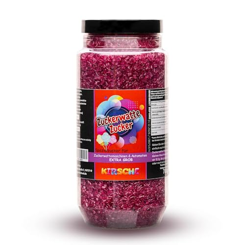 Premium Zuckerwattezucker Grob Dose Spezialzucker Kristalle (700 g, Kirsche) Premium Zuckerwattezucker Grob Dose Spezialzucker Kristalle (700 g, Kirsche) von Hopser Food Fun