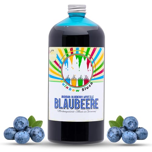 Rainbow Slush Sirup AZO FREI | 1 Liter Flasche | Konzentrat für Slushy Maker Eis Slushmaschinen Eismaschinen Getränke 1:5 bis 1:20 (Blaubeere) von Hopser Food Fun