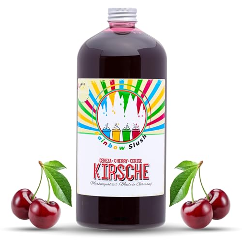 Rainbow Slush Sirup AZO FREI | 1 Liter Flasche | Konzentrat für Slushy Maker Eis Slushmaschinen Eismaschinen Getränke 1:5 bis 1:20 (Kirsche) von Hopser Food Fun