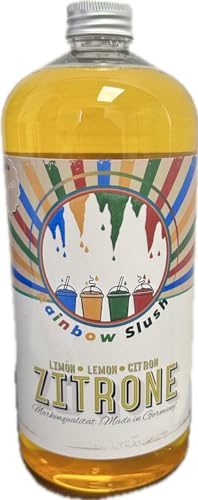 Rainbow Slush Sirup AZO FREI | 1 Liter Flasche | Lemon Zitrone | Konzentrat für Slushy Maker Eis Slushmaschinen Eismaschinen Getränke 1:5 bis 1:20 von Hopser Food Fun