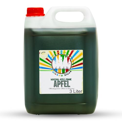 Rainbow Slush Sirup AZO und Glycerin Frei | 3 Liter Kanister | für 18 Liter Slush | Konzentrat für Slushy Maker 1:5 (Apfel) von Hopser Food Fun