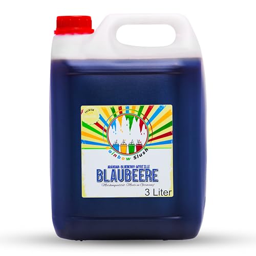 Rainbow Slush Sirup AZO und Glycerin Frei | 3 Liter Kanister | für 18 Liter Slush | Konzentrat für Slushy Maker 1:5 (Blaubeere) von Hopser Food Fun