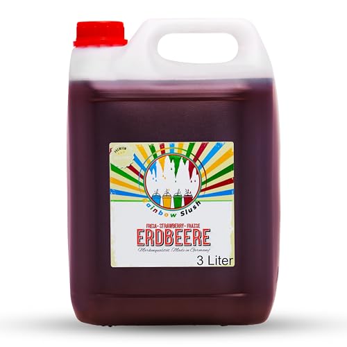 Rainbow Slush Sirup AZO FREI | 3 Liter Kanister | für 18 Liter Slush | Konzentrat für Slushy Maker 1:5 (Erdbeere) von Hopser Food Fun
