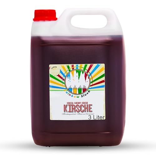 Rainbow Slush Sirup AZO und Glycerin Frei | 3 Liter Kanister | für 18 Liter Slush | Konzentrat für Slushy Maker 1:5 (Kirsche) von Hopser Food Fun