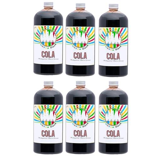 Rainbow Slush Sirup AZO FREI | 6x1 Liter Flasche | Konzentrat für Slushy Maker Eis Slushmaschinen Eismaschinen Getränke 1:5 bis 1:20 (6xCola) von Hopser Food Fun