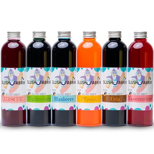 Sirup Partyset 6 x 250ml für Slush, Getränke AZO und Glycerin Frei | Slushy Eis selber machen | Slushmaschine Konzentrat 1:5, Perfekt für Ninja Slushy Maschine von Hopser Food Fun