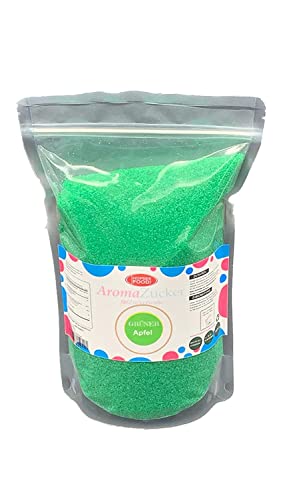 1 KG Farbzucker Aromazucker für Zuckerwatte Bunt | Erdbeere, Kirsche, Cola, Vanille, Blau Zuckerwattezucker (Apfel) von Hopser Food Fun