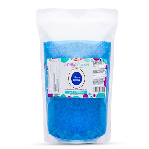 1 KG Farbzucker Aromazucker für Zuckerwatte Bunt | Erdbeere, Kirsche, Cola, Vanille, Blau Zuckerwattezucker (Bubble Gum) von Hopser Food Fun