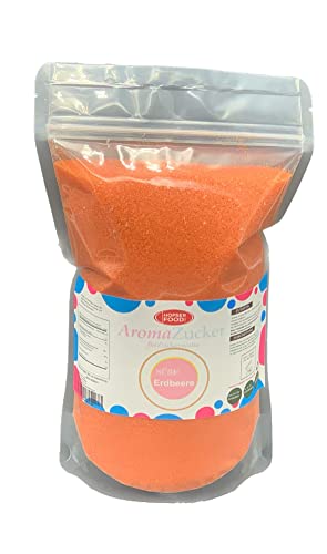 1 KG Farbzucker Aromazucker für Zuckerwatte Bunt | Erdbeere, Kirsche, Cola, Vanille, Blau Zuckerwattezucker (Erdbeere) von Hopser Food Fun