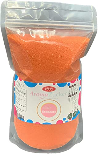 1 KG Farbzucker Aromazucker für Zuckerwatte Bunt | Erdbeere, Kirsche, Cola, Vanille, Blau Zuckerwattezucker (Erdbeere) von Hopser Food Fun