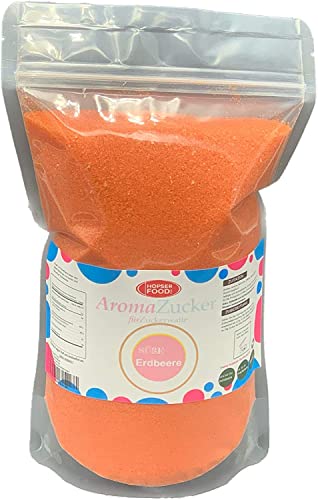 1 KG Farbzucker Aromazucker für Zuckerwatte Bunt | Erdbeere, Kirsche, Cola, Vanille, Blau Zuckerwattezucker (Erdbeere) von Hopser Food Fun