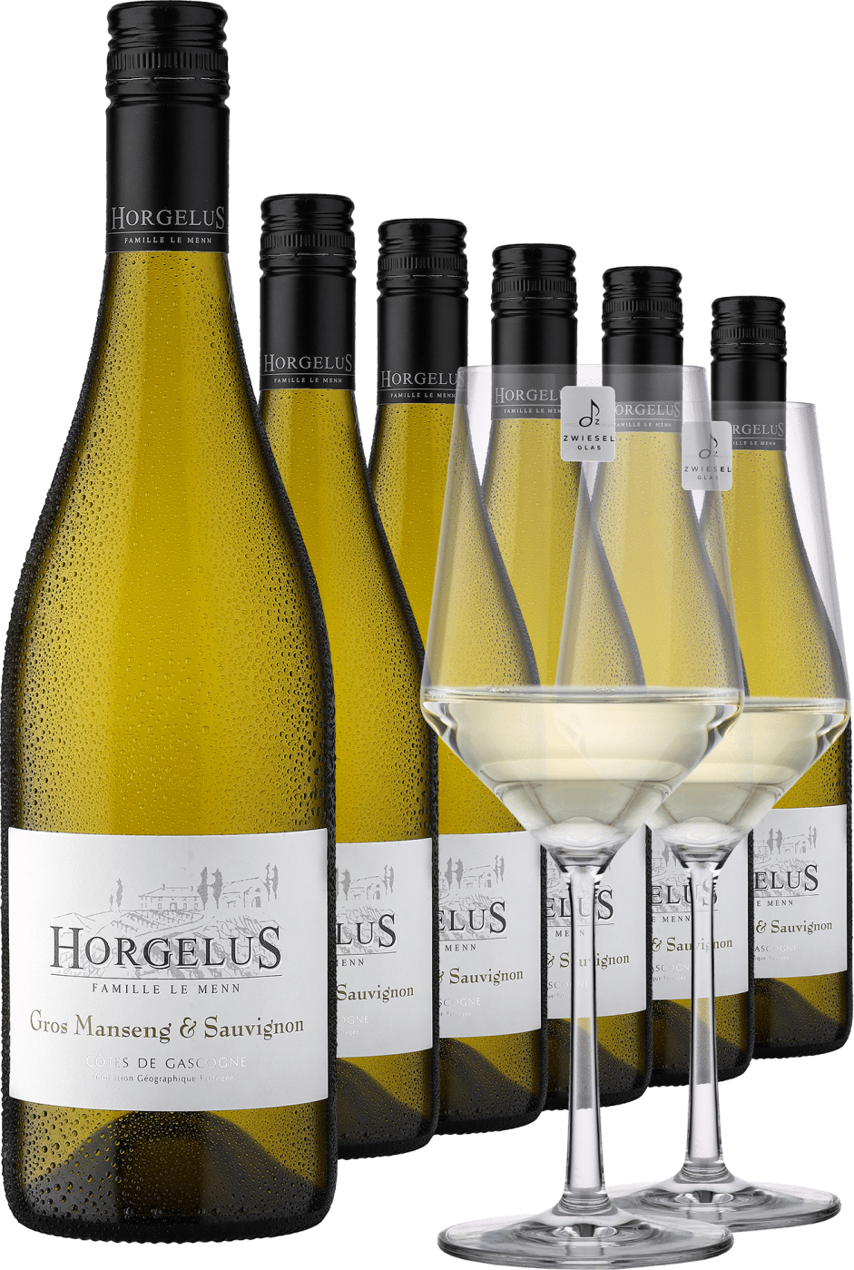 2023 Horgelus Gros Manseng & Sauvignon im 6er-Vorratspaket inkl. 2er-Set Zwiesel Glas »PURE« von Horgelus