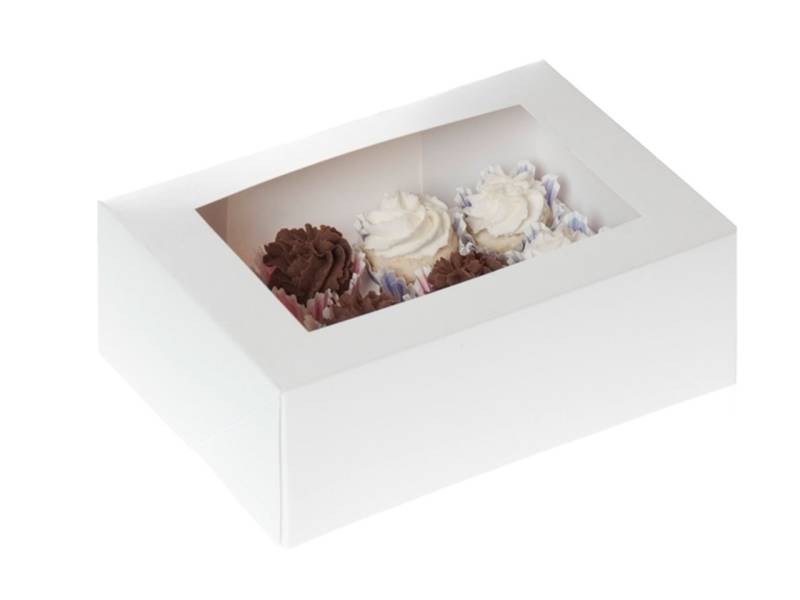 Cupcake Box für 12 Cupcakes weiß mit Fenster 2 Stück von House of Marie