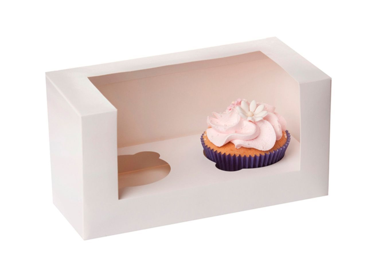 Cupcake Box für 2 Cupcakes mit Fenster weiß 3 Stück von House of Marie