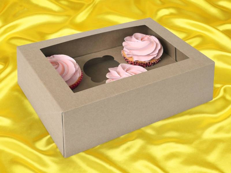 Cupcake Box für 6 Cupcakes kraftpapier braun 2 Stück von House of Marie