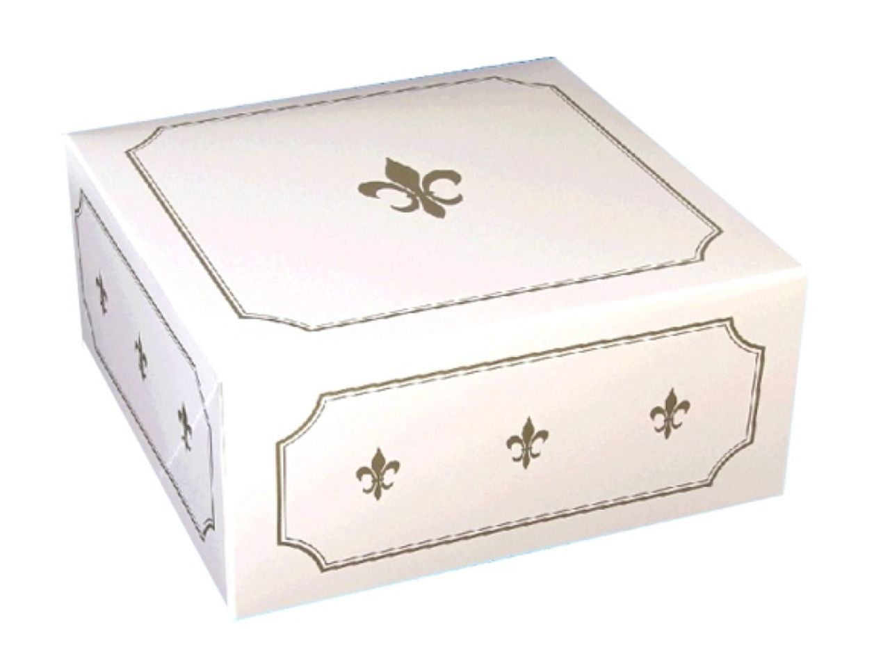 Tortenkarton 32x32x12cm, weiß-gold von House of Marie