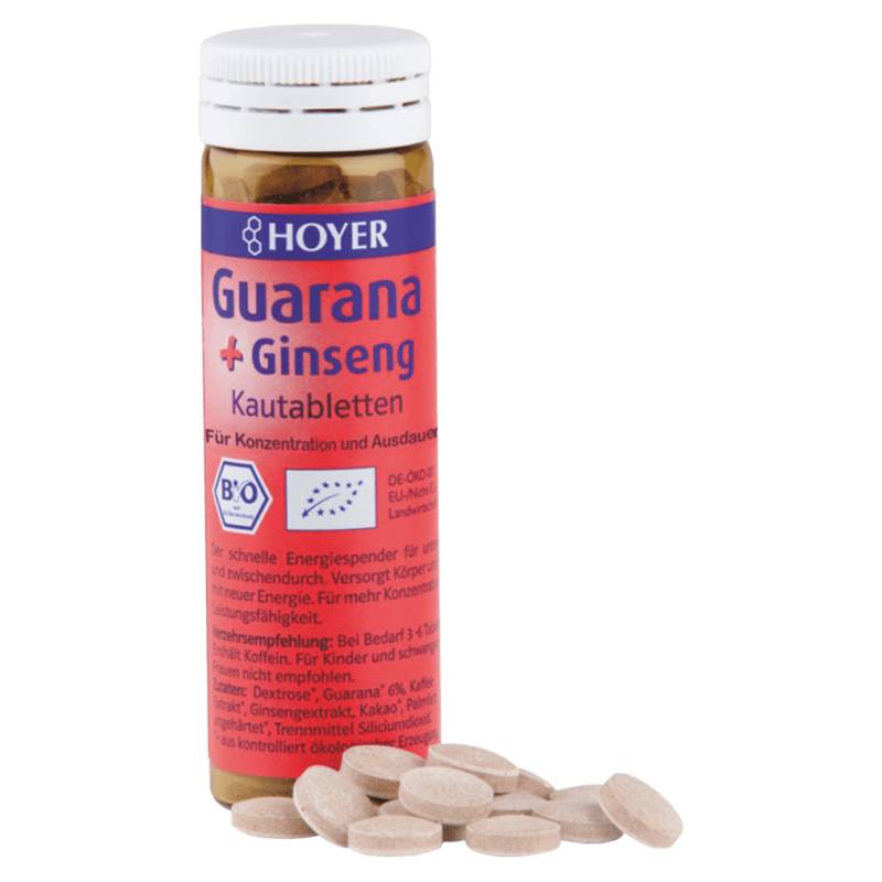 Bio Guarana + Ginseng Kautabletten 60St von Hoyer