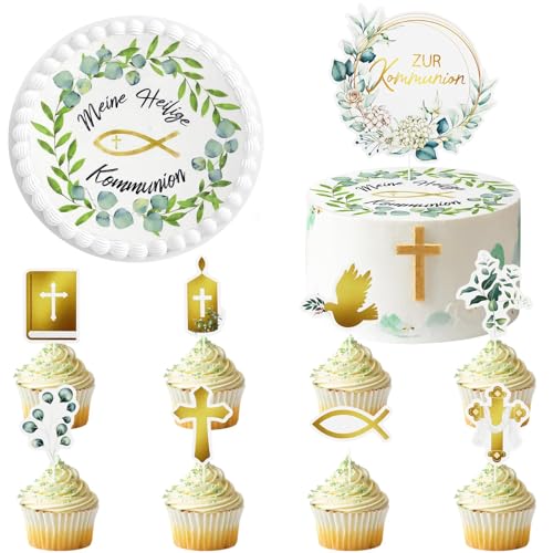 Tortenaufleger Kommunion 10 Stück, Tortendeko Kommunion Essbar, mit Cake Topper Papier Kommunion, Erstkommunion Tortenaufleger, Taufe Tortendeko, Kuchen Deko Konfirmation für Mädchen Junge Tortenaufleger Kommunion 10 Stück, Tortendeko Kommunion Essbar, mit Cake Topper Papier Kommunion, Erstkommunion Tortenaufleger, Taufe Tortendeko, Kuchen Deko Konfirmation für Mädchen Junge von Hpbaggy