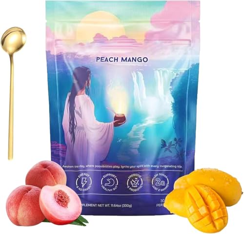 Magic Peach Mango, Mate Instant Tea Powder, Mate Tea Supplements with Prebiotics and Probiotics, 4-in-1 Functional Blend, Magic Strawberry Matcha, Focus and Gut Health. (Mango Peach) von Hualabo