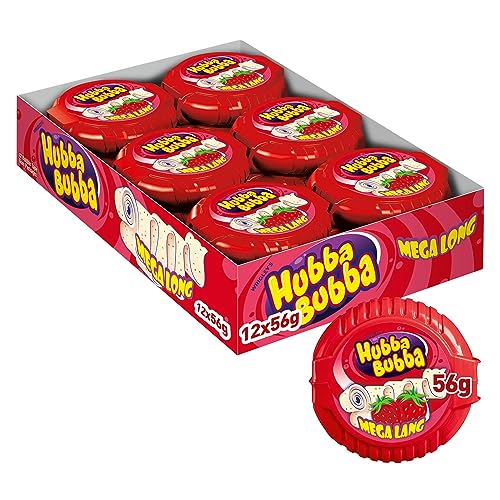 Hubba Bubba Tape Erdbeere, Kaugummi Rolle, 12er Pack (12 x 56 g) von Hubba Bubba