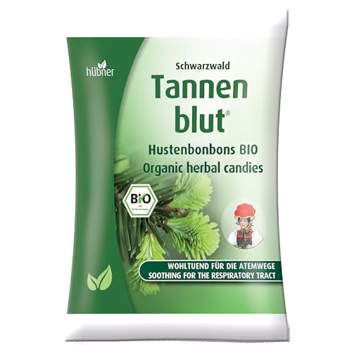 Hübner Tannenblut gefüllte Hustenbonbons | In BIO-Qualität | Wohltuend für die Atemwege | Mit ausgesuchten Kräutern | Vegetarisch und lactosefrei | 75 g | von hübner