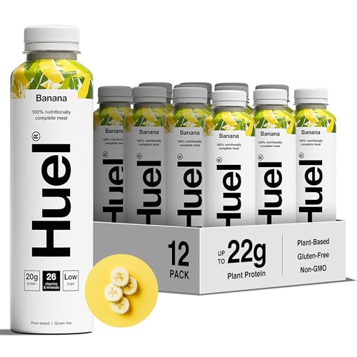 Huel Ready-to-drink Trinkmahlzeit | Banana | Banane | Plant-based | Glutenfrei | Nachhaltig | Ohne Gentechnick | 20 g Protein pro Flasche | (12x 500 ml Flaschen) von Huel