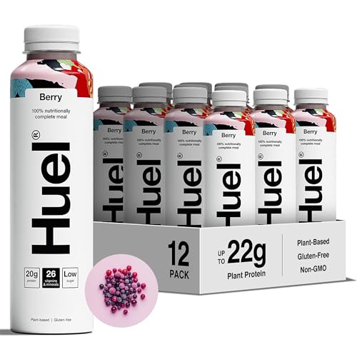 Huel Ready-to-drink Trinkmahlzeit | Berry | Beere | Plant-based | Glutenfrei | Nachhaltig | Ohne Gentechnick | 20 g Protein pro Flasche | (12x 500 ml Flaschen) von Huel