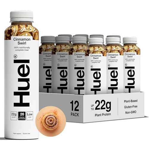 Huel Ready-to-drink Trinkmahlzeit | Cinnamon Swirl | Zimtschnecke | Plant-based | Glutenfrei | Nachhaltig | Ohne Gentechnick | 22 g Protein pro Flasche | (12x 500 ml Flaschen) von Huel