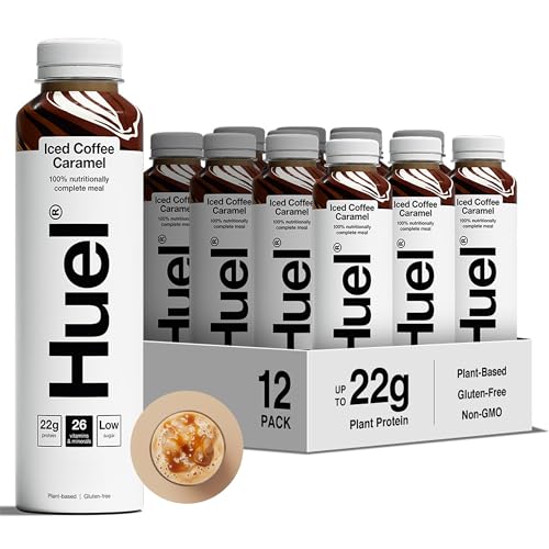 Huel Ready-to-drink Trinkmahlzeit | Iced Coffee Caramel | Eiskaffee | Plant-based | Glutenfrei | Nachhaltig | Ohne Gentechnick | 22 g Protein pro Flasche | (12x 500 ml Flaschen) von Huel