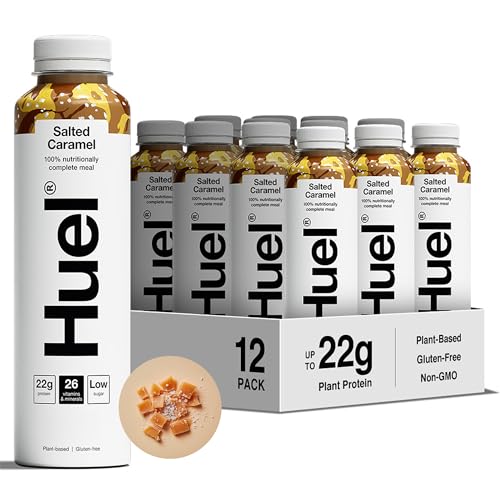 Huel Ready-to-drink Trinkmahlzeit | Salted Caramel | Karamell | Plant-based | Glutenfrei | Nachhaltig | Ohne Gentechnick | 22 g Protein pro Flasche | (12x 500 ml Flaschen) von Huel
