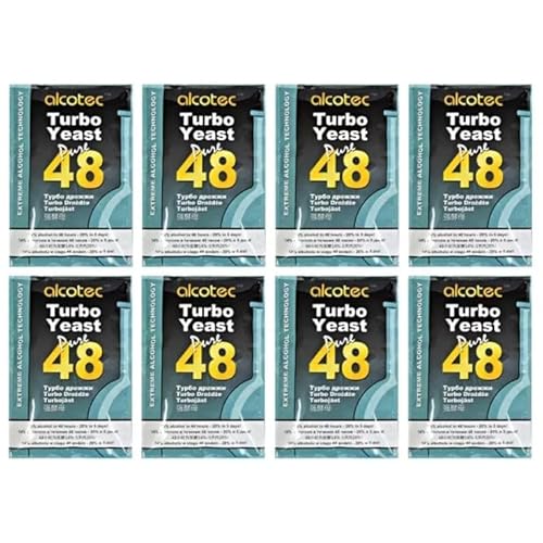 8 x Turbohefe Alcotec Pure 48 Vodka Alkohol Gärhefe Hefe Schnaps Brennhefe 20% von Hugbert