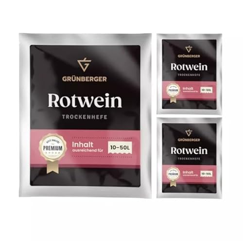Grünberger Rotweinhefe Trockenhefe für 10-50l Wein Hefe Rotwein Gärhefe (30g, Rotweinhefe) Grünberger Rotweinhefe Trockenhefe für 10-50l Wein Hefe Rotwein Gärhefe (30g, Rotweinhefe) von Hugbert