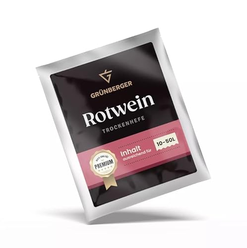 Grünberger Rotweinhefe Trockenhefe für 10-50l Wein Hefe Rotwein Gärhefe (10g) von Hugbert