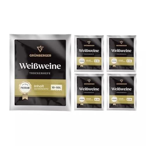 Grünberger Weißweinhefe Trockenhefe für 10-50l Wein Hefe Weißwein PREMIUM - 5 Stück Grünberger Weißweinhefe Trockenhefe für 10-50l Wein Hefe Weißwein PREMIUM - 5 Stück von Hugbert