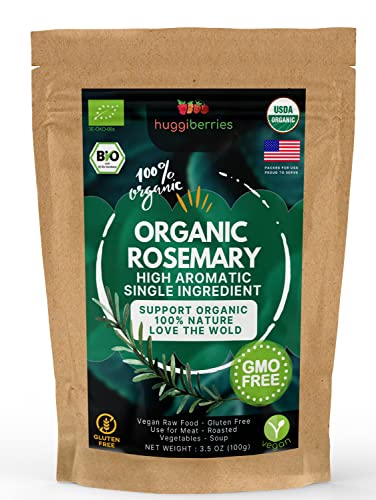 Huggiberries Bio Rosmarin getrocknet 100g | 100% naturbelassen Gewürzmischungen und Rosmarin | Gewürz | intensives Aroma | VEGAN von Huggiberries