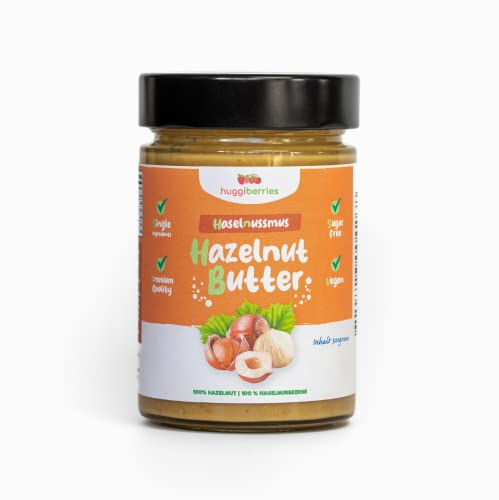 Huggiberries Haselnusmuss - Vegan - Proteinquelle - aus 100% Haselnusmuss 300gram Palmöl frei - Kein Zucker von Huggiberries