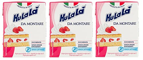 3x Hulalà Panna da montare zuccherata gesüßtes Süßwarenprodukt Sahne zu montierendes 200ml laktosefrei und frei von gehärtetem Fett Italienisches Produkt basierend auf pflanzlichen Fetten von Hulalà