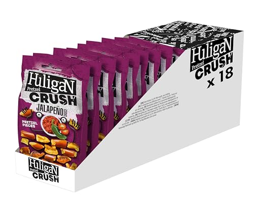 Huligan Jalapeno Brezeln Crush (18 x 65 g) – Gebackene Brezel Dünne herzhafte Snacks Bulk Gesunde Vegetarische Snackbox Jalepenos Chips Multipack (18 Stück) Huligan Jalapeno Brezeln Crush (18 x 65 g) – Gebackene Brezel Dünne herzhafte Snacks Bulk Gesunde Vegetarische Snackbox Jalepenos Chips Multipack (18 Stück) von Huligan