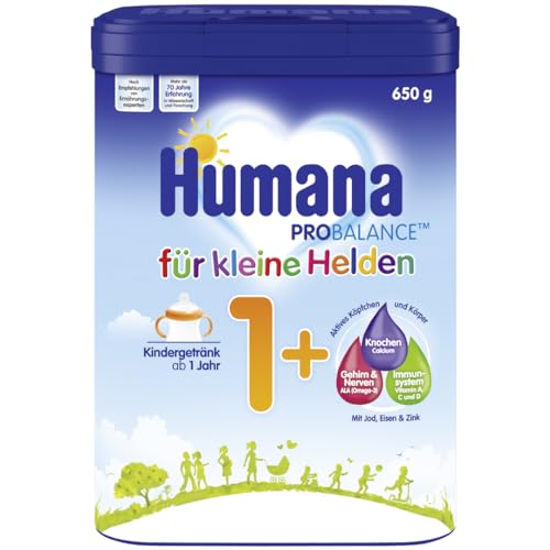 Humana Kindergetränk 1+, ab 1 Jahr, Milchpulver für Kindermilch, nährstoffreiche Milch für Kleinkinder, als gelegentliches Milchgetränk oder zur Mahlzeit, 650 g von Humana