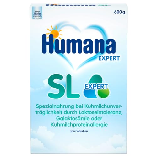 Humana SL Expert, von Geburt an, Spezialnahrung bei Kuhmilchunverträglichkeit durch Laktoseintoleranz, Galaktosämie oder Kuhmilchproteinallergie, für Säuglinge und Kleinkinder, 600 g Humana SL Expert, von Geburt an, Spezialnahrung bei Kuhmilchunverträglichkeit durch Laktoseintoleranz, Galaktosämie oder Kuhmilchproteinallergie, für Säuglinge und Kleinkinder, 600 g von Humana