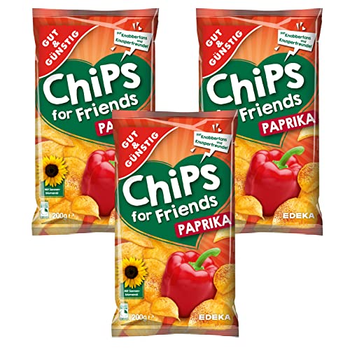 Hunde Gut und Günstig Chips Paprika 3er Pack 3 x 200g | Kartoffelchips gewürzt mit Paprika Geschmack | EDEKA von Hunde